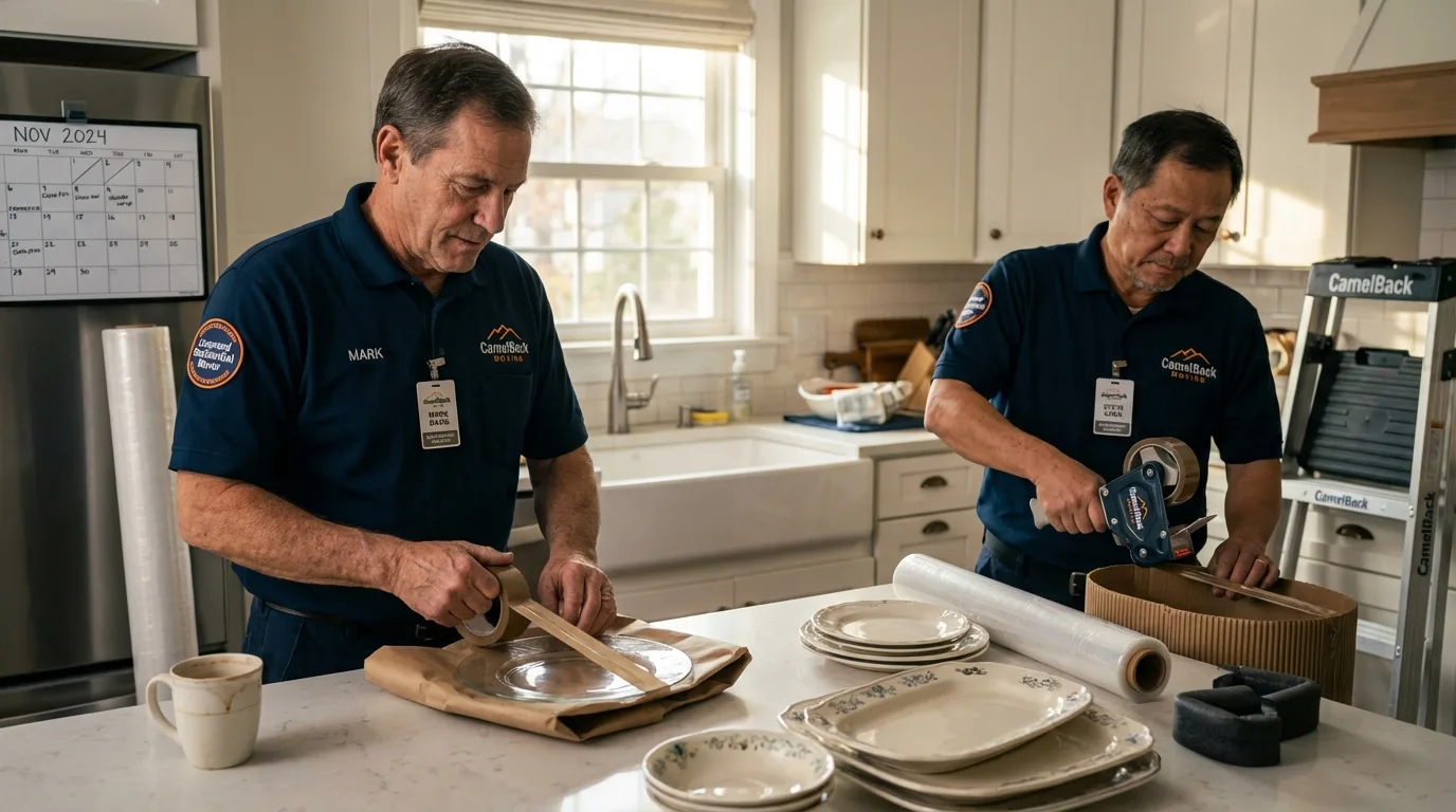 Professional crew packing kitchen dishware in Castle Dale, UT